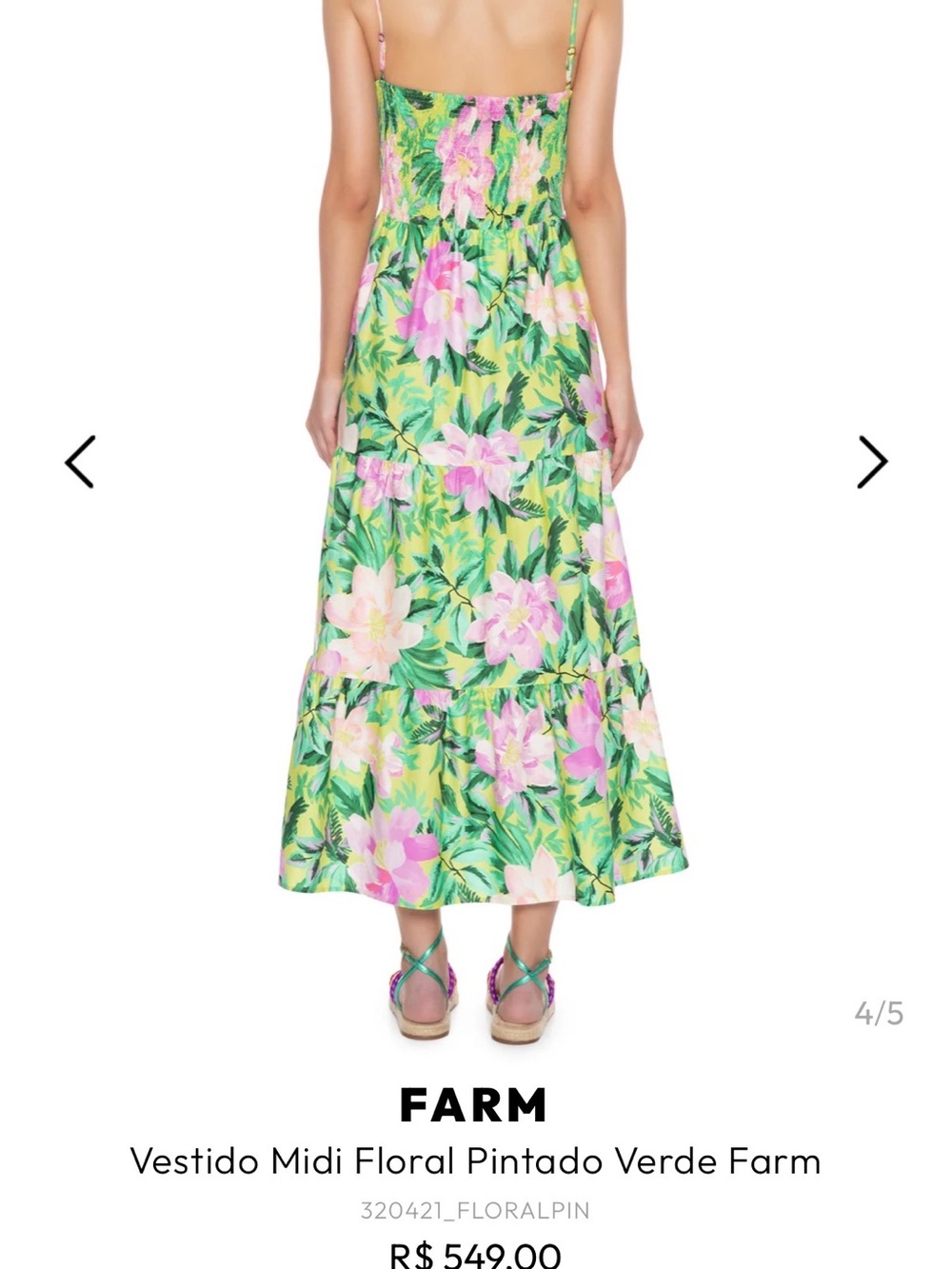 FARM Rio Green Floral Maxi Dress with Pink Blooms - Picture 6 of 7
